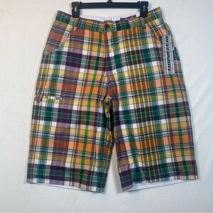 Pelle Pelle Marc Buchanan New With Tags Reversible Plaid/White Shorts Size 32